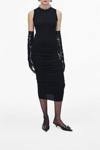 10 / DJV /150€ /1qty-1 /ST 100% /10 TROCA 165€   Robe midi côtelée et torsadé en laine - Black