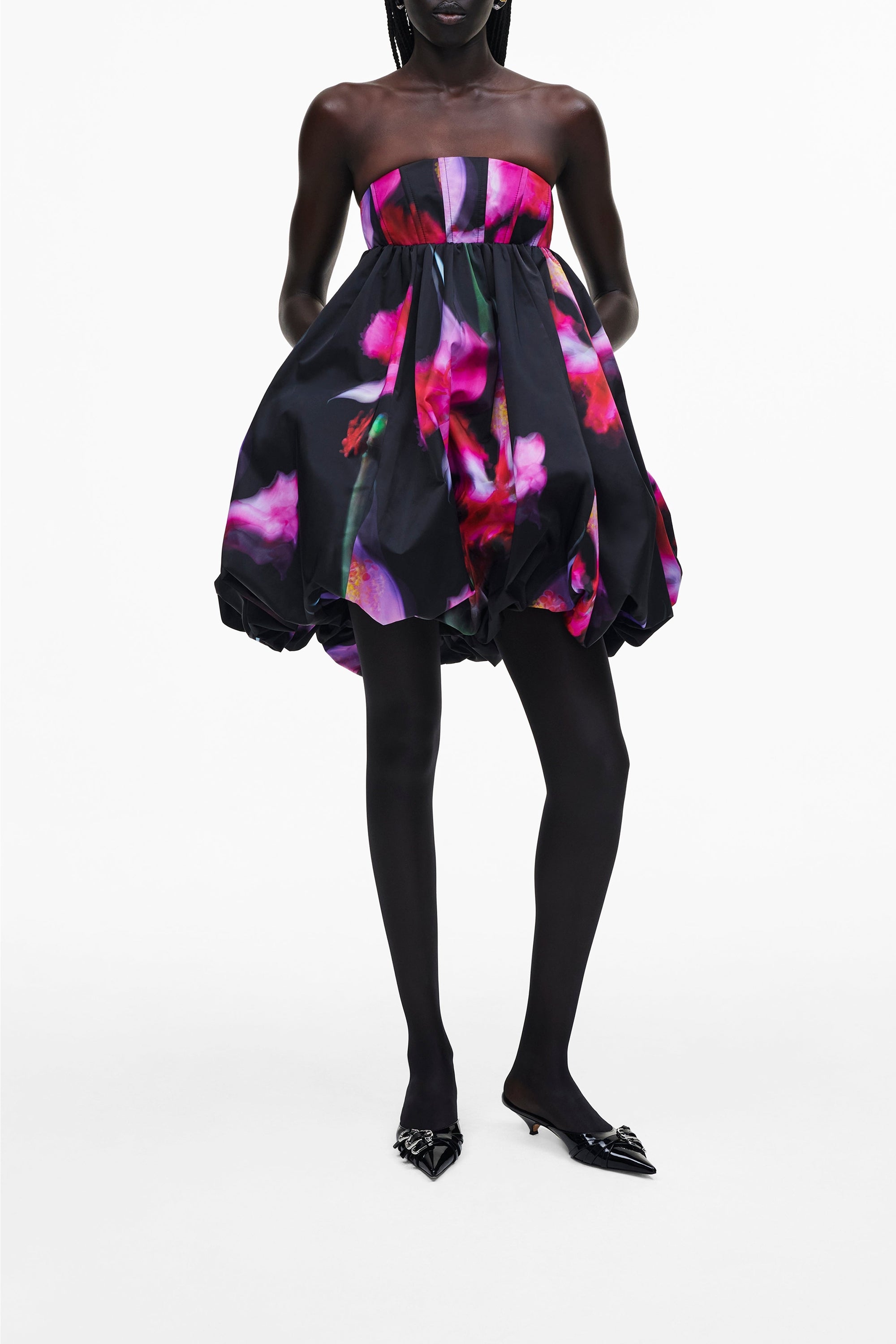 Robe bustier à imprimé floral - Black Multicolor