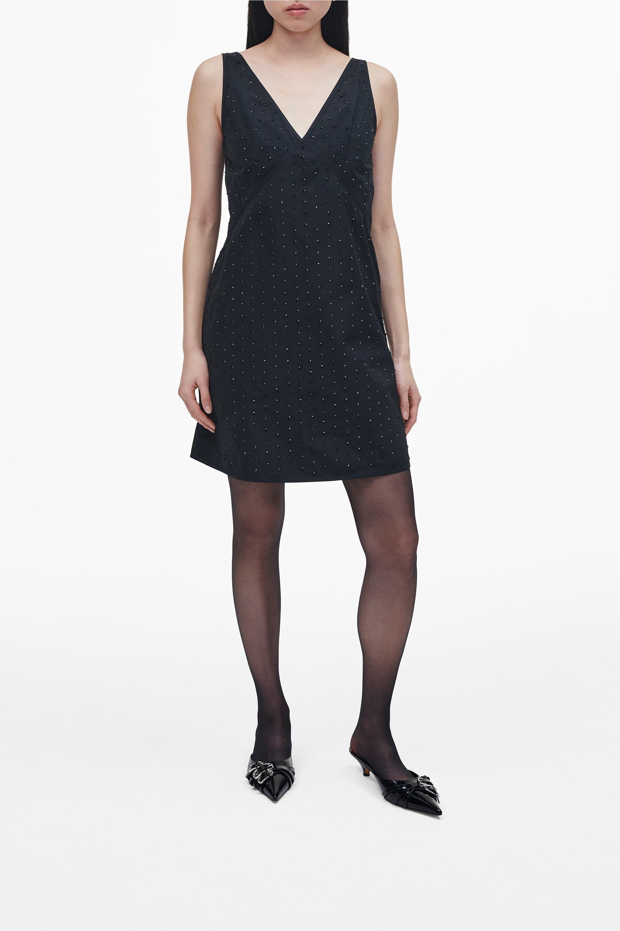 Robe à col V Astro Clear Crystal - Black Crystal