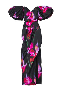 Robe longue bustier fleurie - Black Multicolor