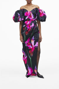 Robe longue bustier fleurie - Black Multicolor