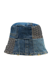Chapeau bucket en denim patchwork - Indigo Multicolor