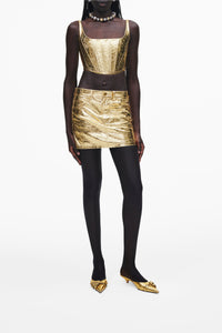 Jupe courte en cuir métallique - Gold