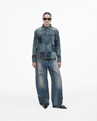 Chemise patchwork en denim - Indigo