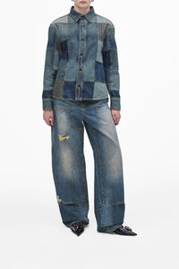 Chemise patchwork en denim - Indigo