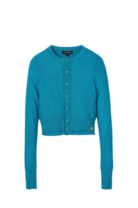 Cardigan à rayures fines en laine - Aqua