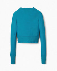 Cardigan à rayures fines en laine - Aqua