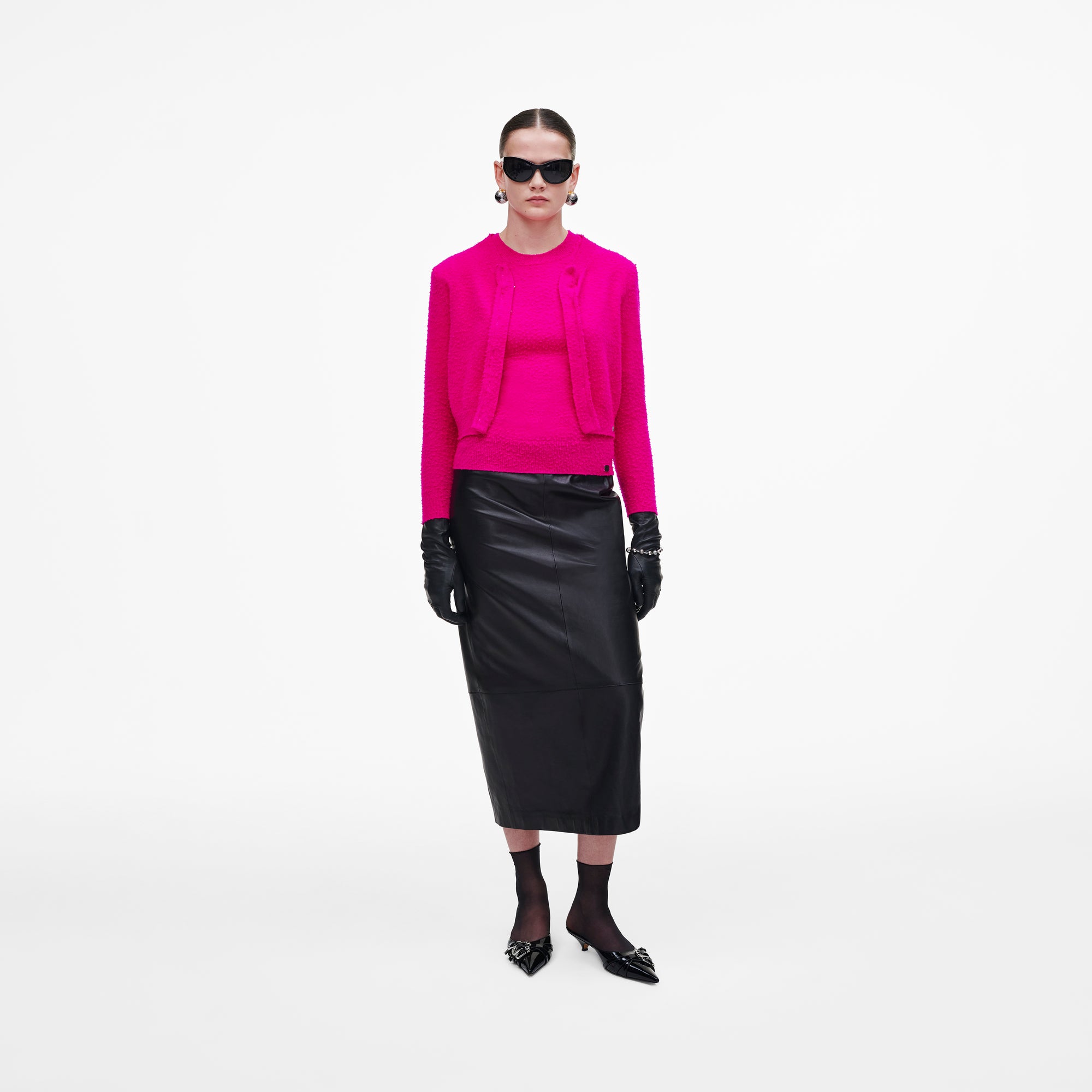 Cardigan Pilled en laine - Hot Pink