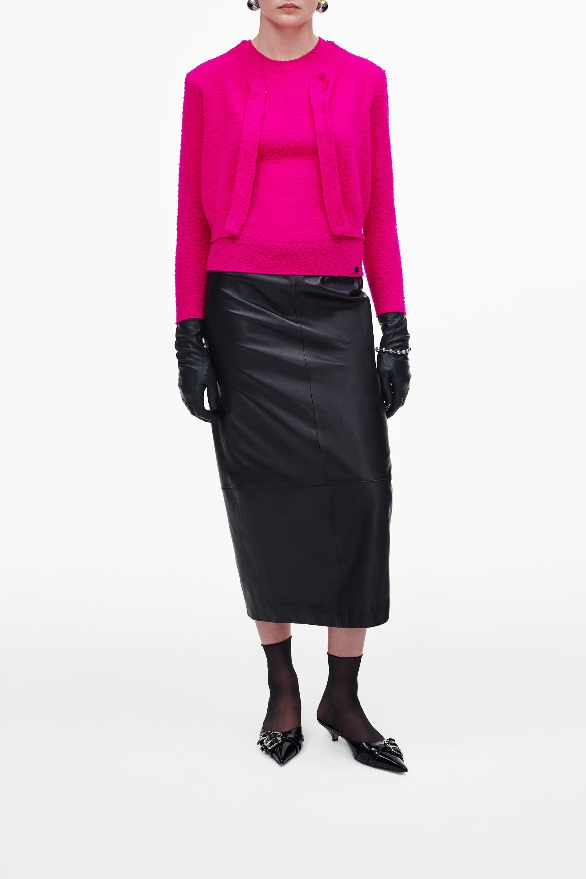 Pilled wool cardigan - Hot Pink