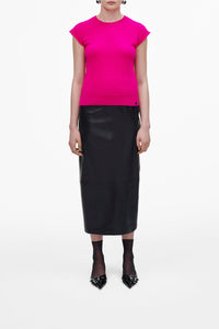 T-shirt à manches courtes Pilled en laine - Hot Pink