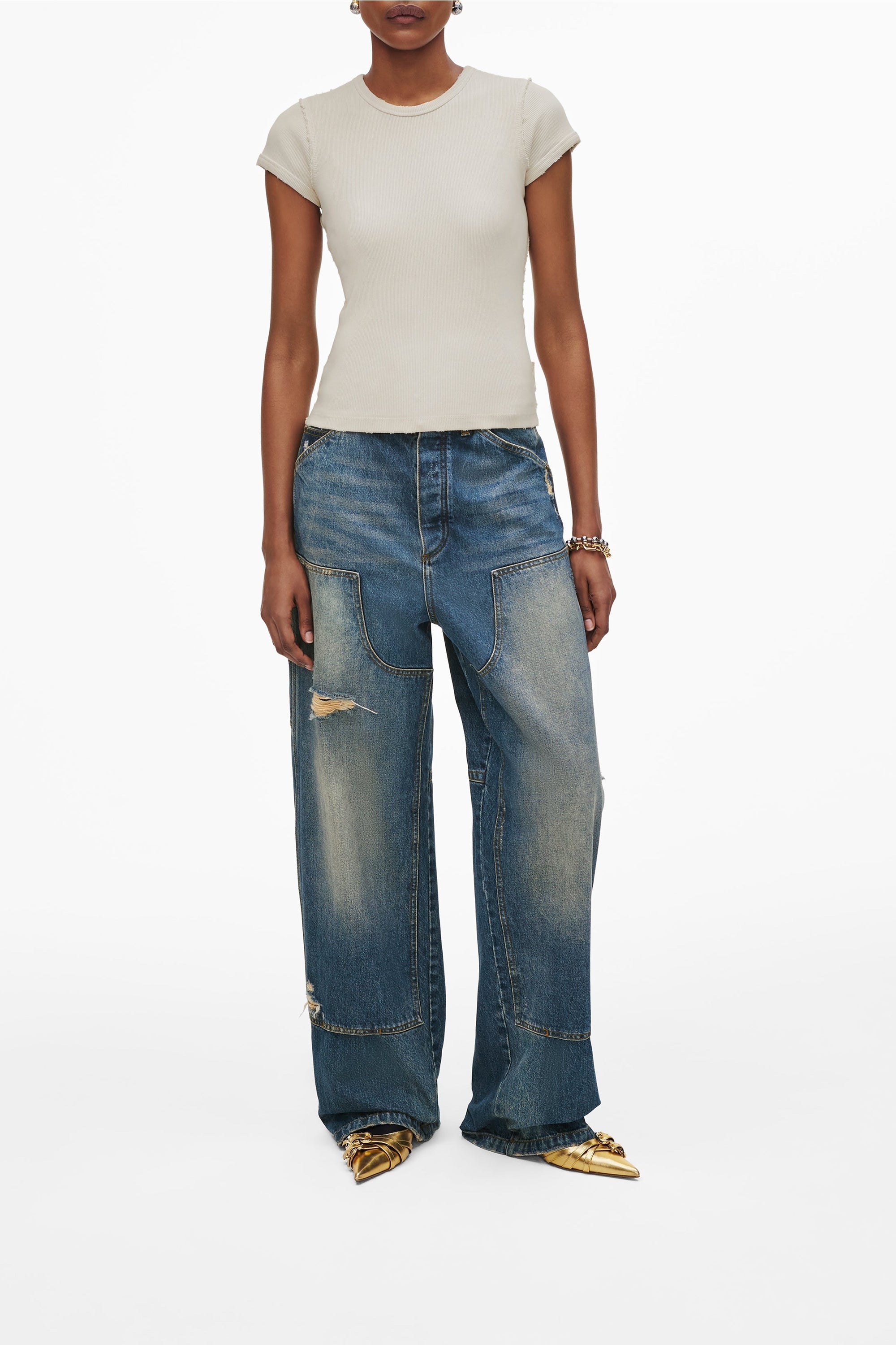 T-shirt Grunge Shrunken - Cream