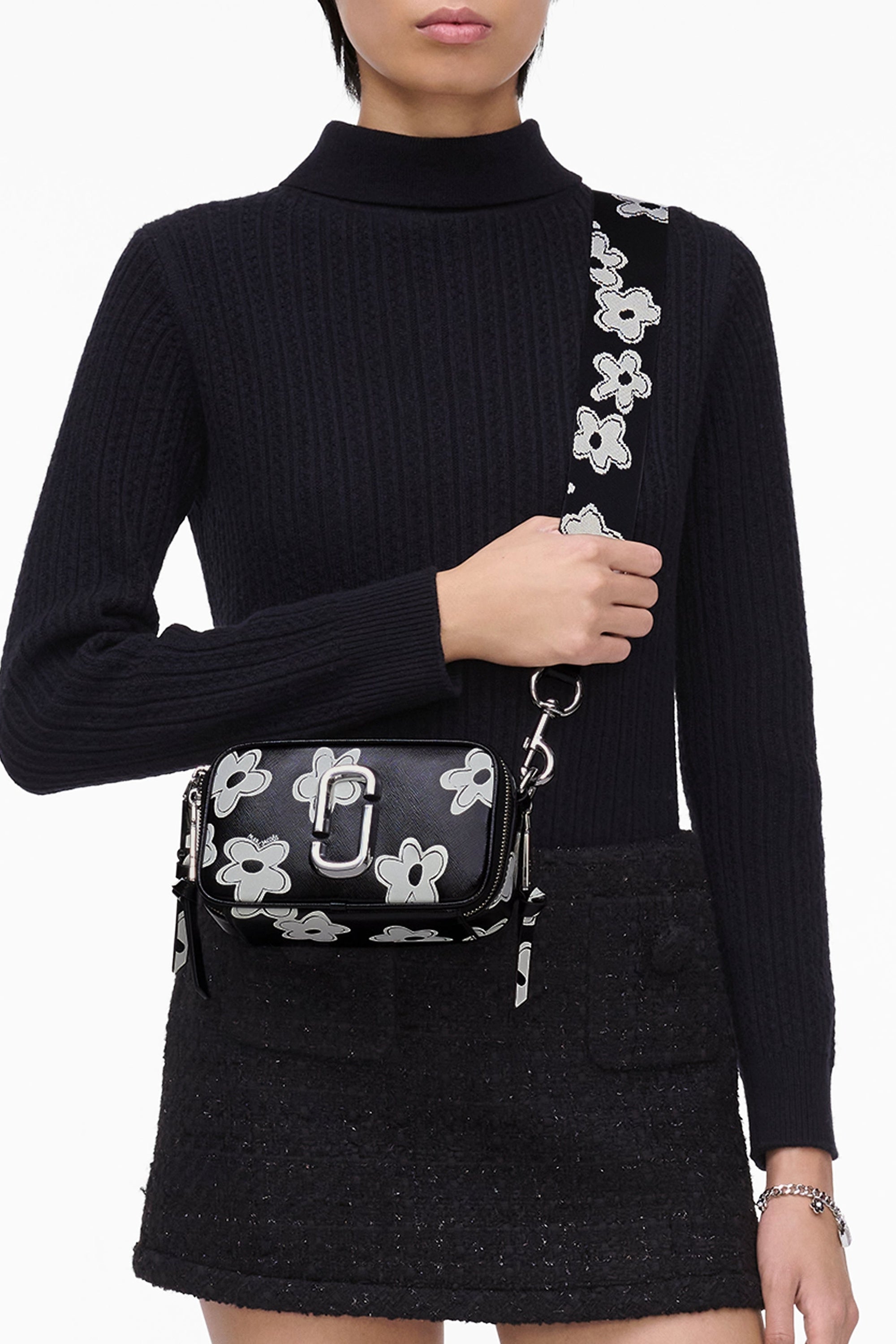 Sac à bandoulière Snapshot en cuir - Black & White