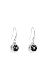 Boucles d'oreilles Button Drop en laiton - Silver & Black