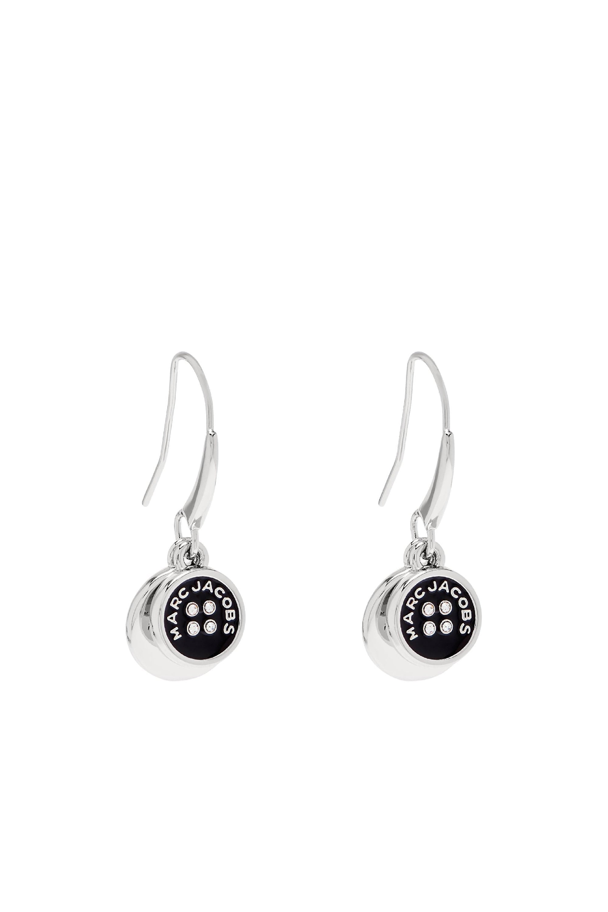 Boucles d'oreilles Button Drop en laiton - Silver & Black