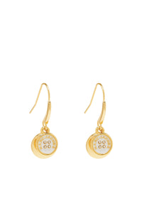 Boucles d'oreilles Button Drop en laiton - Gold & Cream