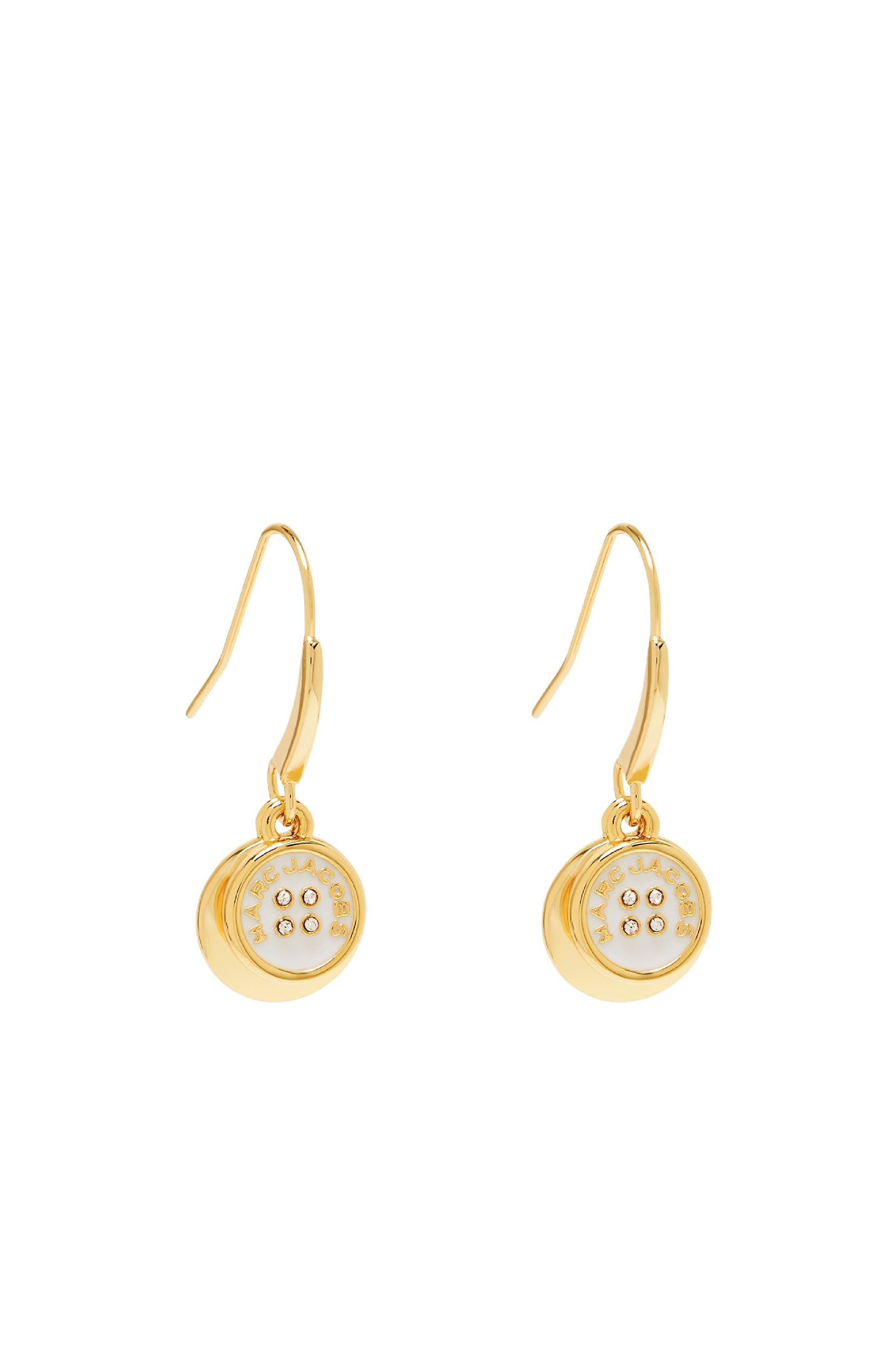 Boucles d'oreilles Button Drop en laiton - Gold & Cream