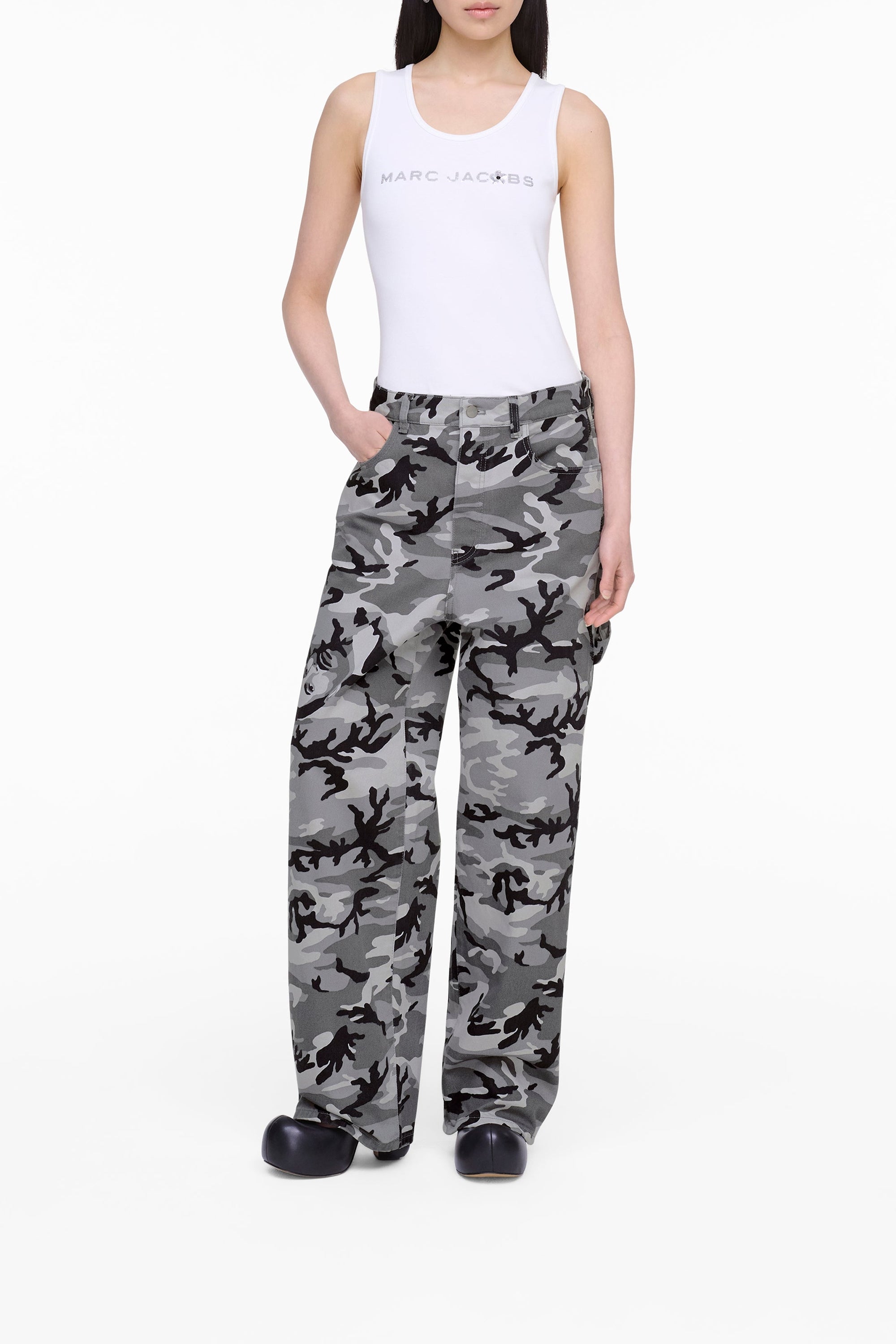 Pantalon Camo oversize en denim - Gris