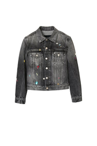 Veste Shrunken Trucker en denim - Bleached Black