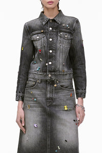 Veste Shrunken Trucker en denim - Bleached Black