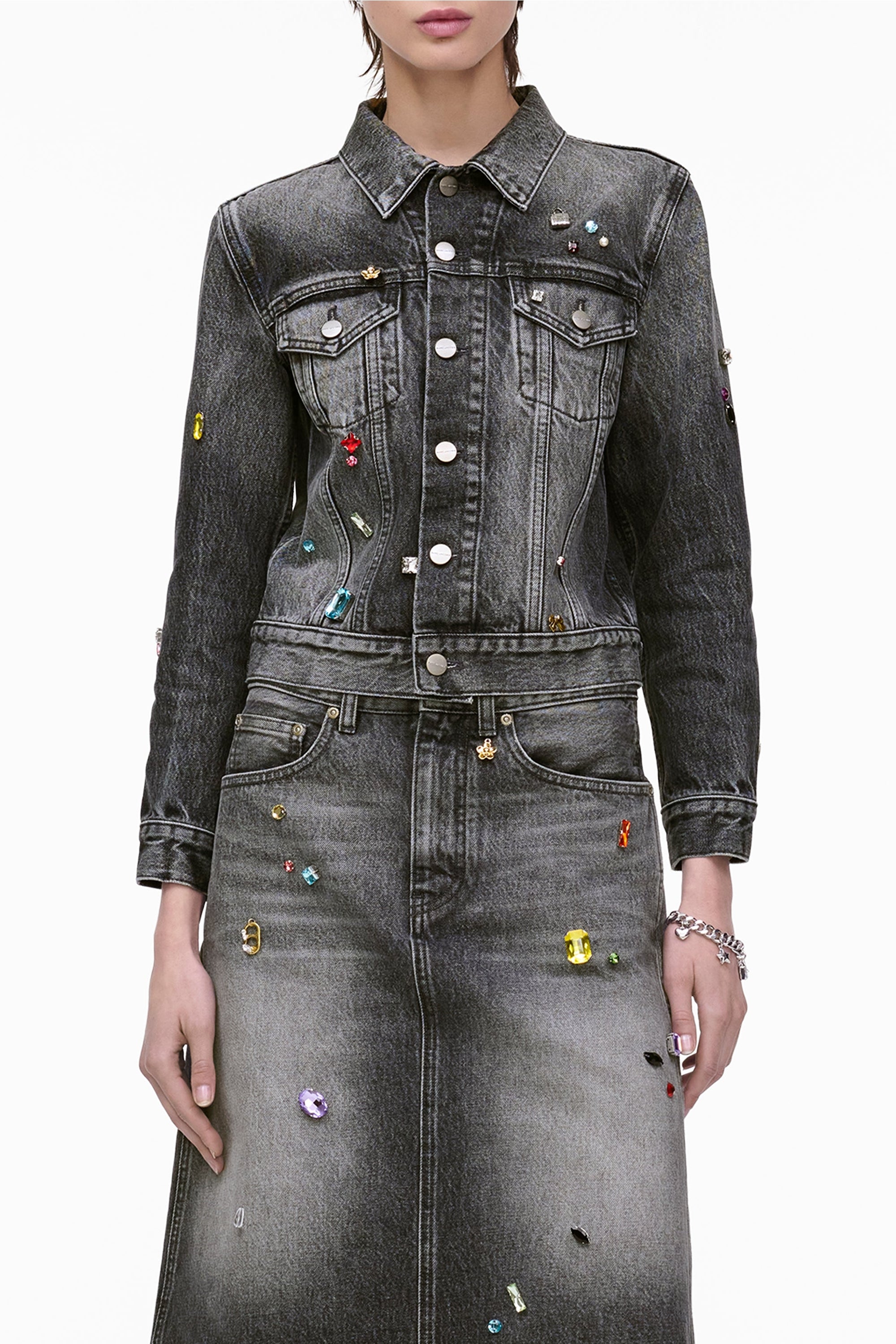 Veste Shrunken Trucker en denim - Bleached Black