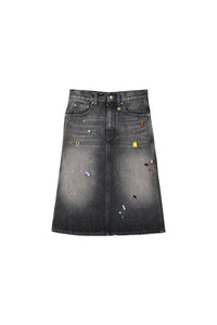 Jupe midi en denim - Bleached Black