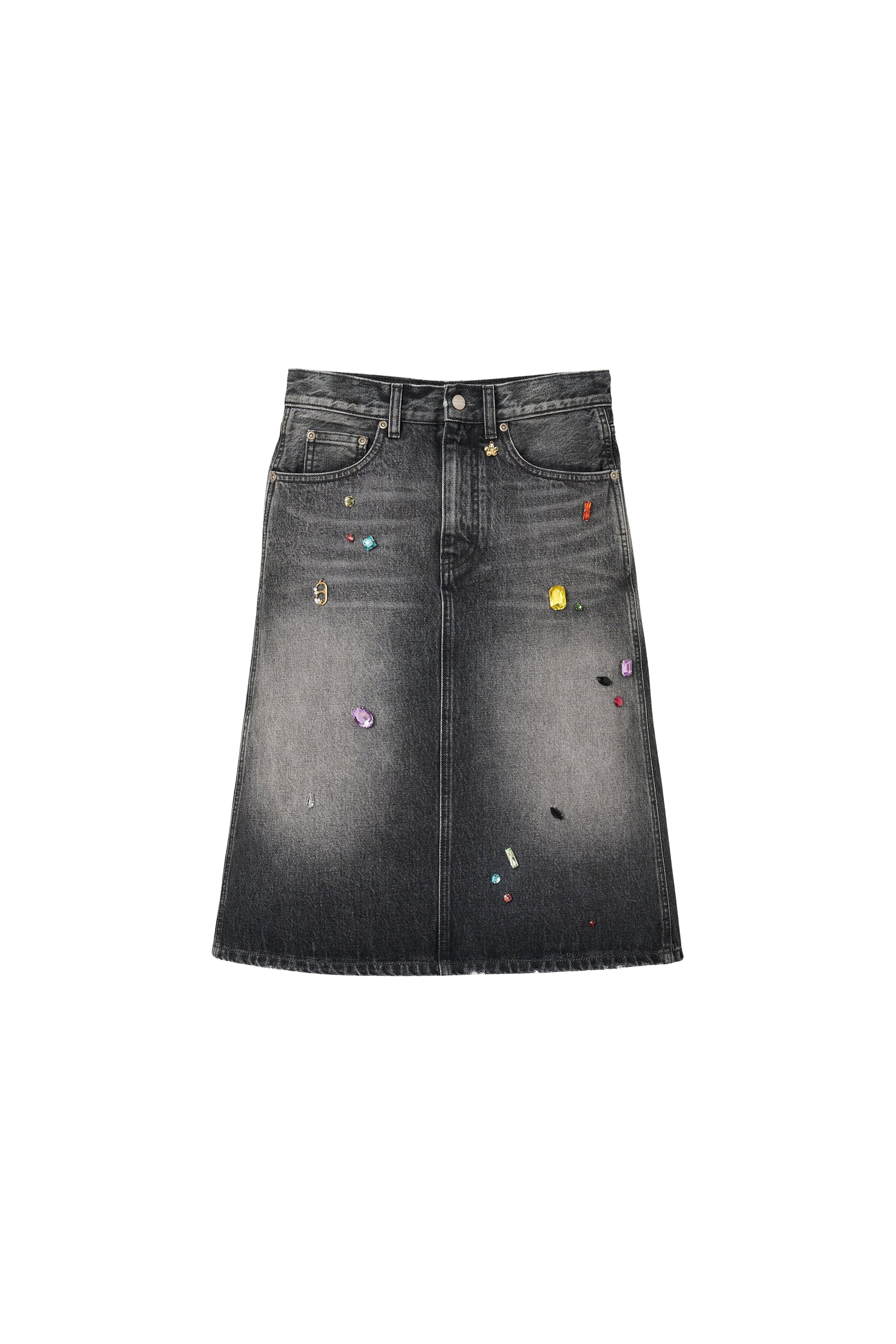Jupe midi en denim - Bleached Black