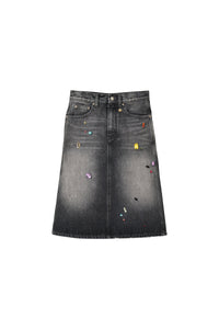 Jupe midi en denim - Bleached Black
