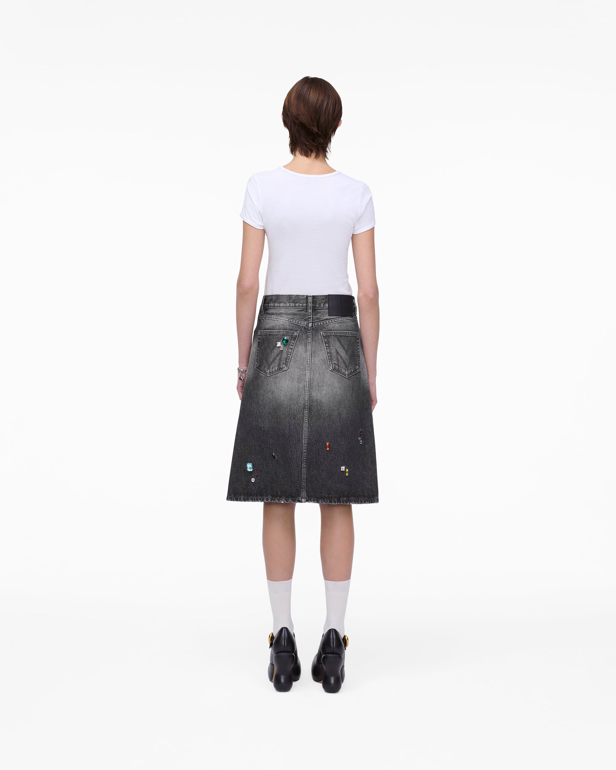 Jupe midi en denim - Bleached Black