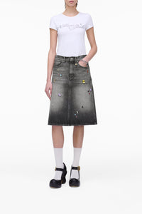Jupe midi en denim - Bleached Black