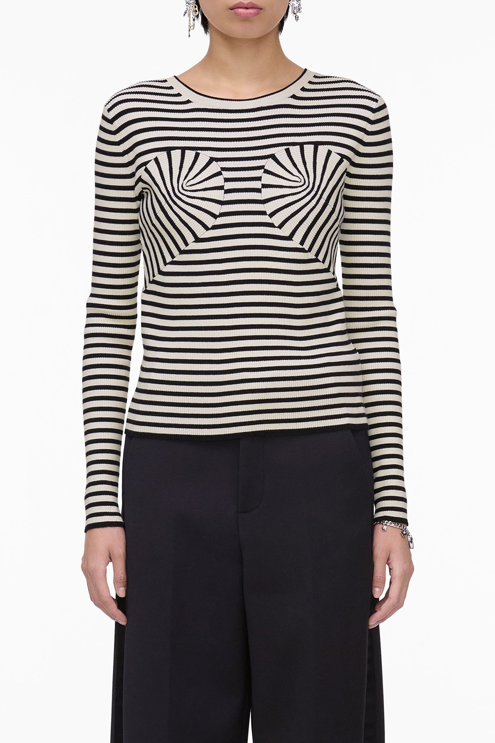 Pull Seamed up rayé en maille - Black & White