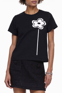 T-shirt Daisy avec fleur - Black
