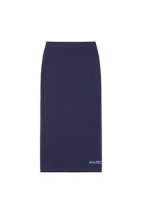 Jupe midi tube en maille - Blue Navy
