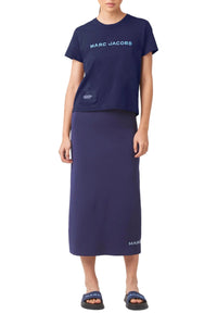 Jupe midi tube en maille - Blue Navy