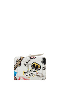 Compact leather mini wallet - White