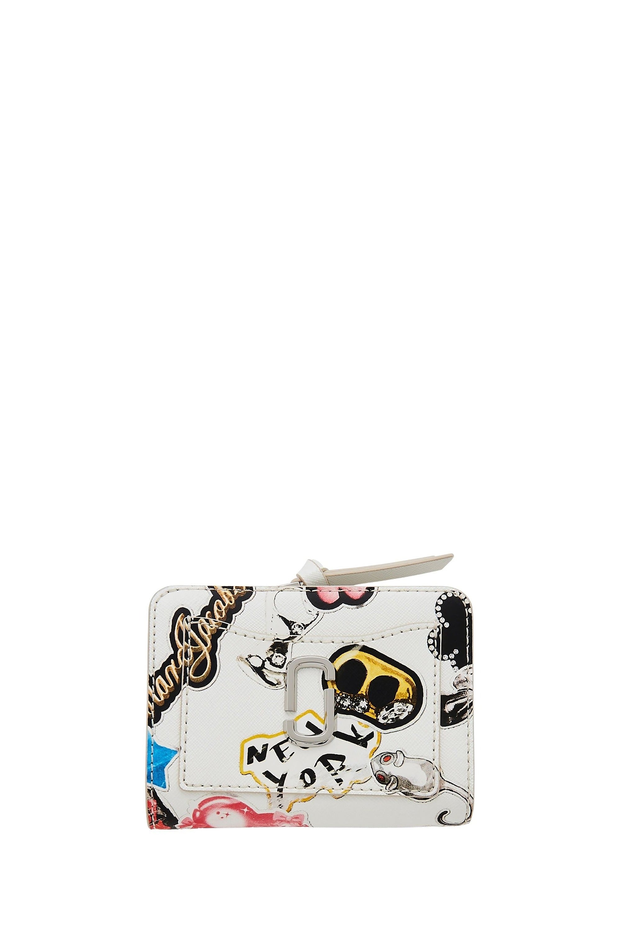 Compact leather mini wallet - White