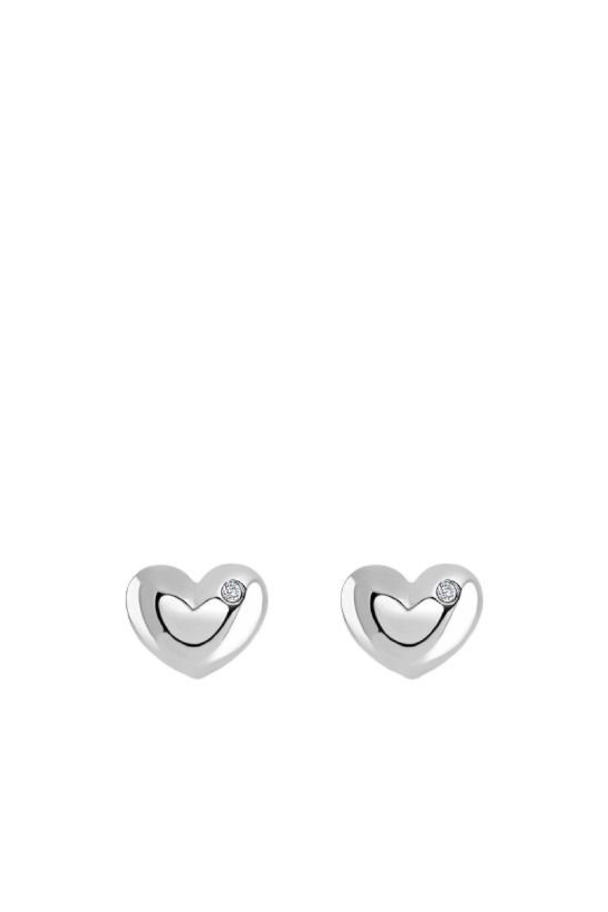 Boucles d'oreilles Ballon Heart en laiton - Silver & Crystal