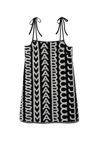 Robe courte Monorgram à bretelles fines - Black & Ivory