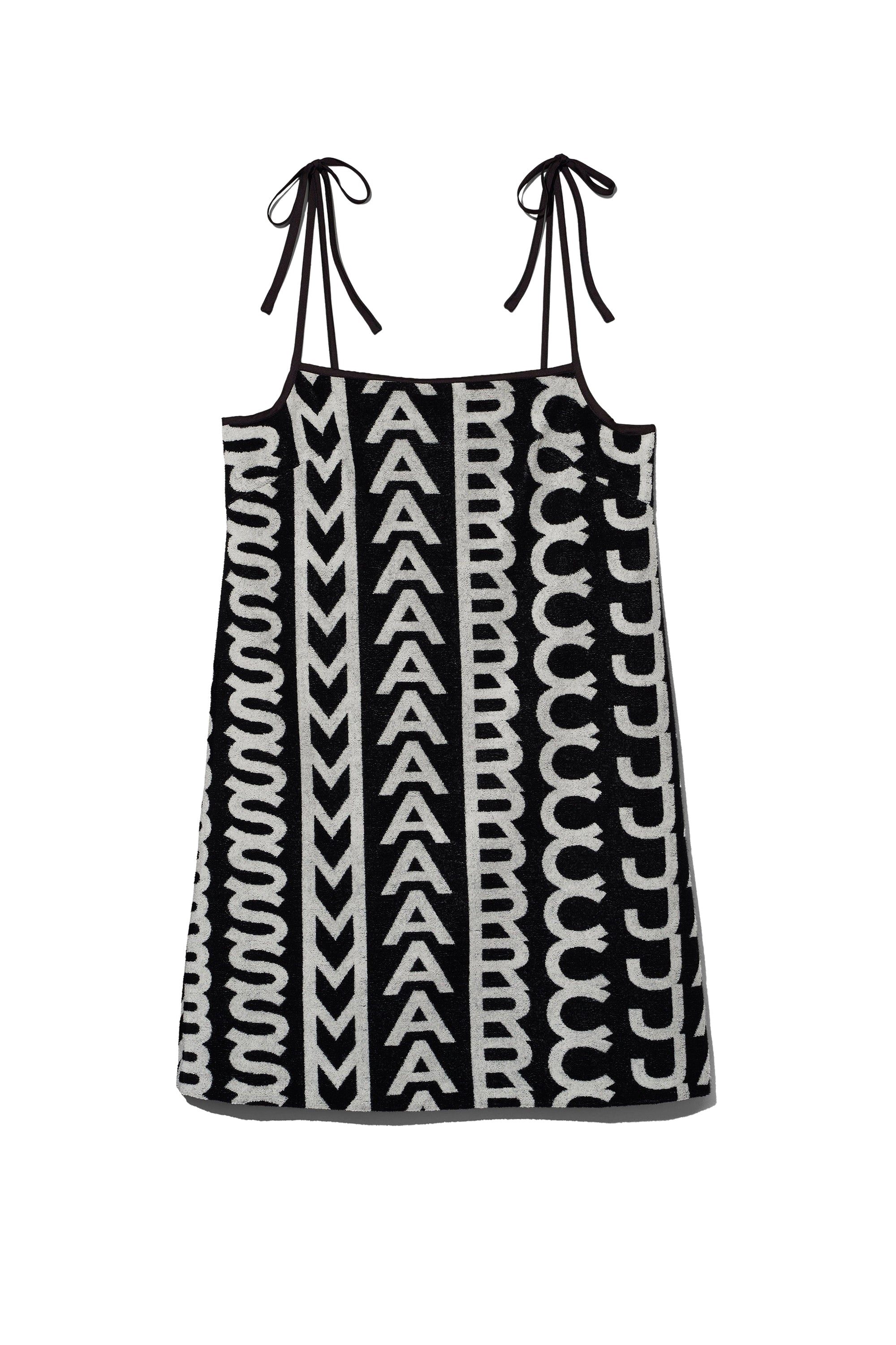 Robe courte Monorgram à bretelles fines - Black & Ivory