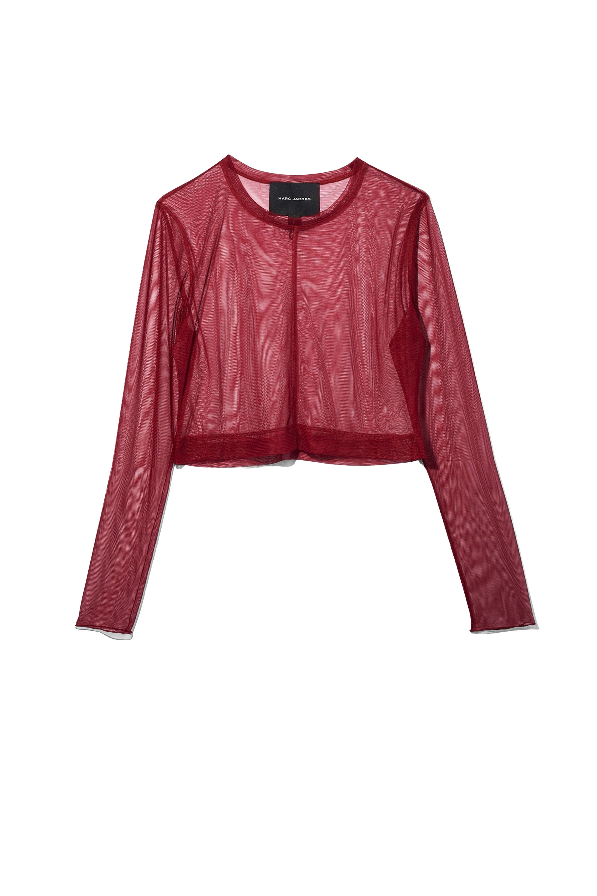 T-shirt court à manches longues en mesh - Burgundy