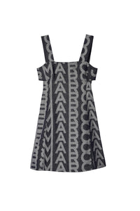 Monogram short dress in denim - Denim Blue