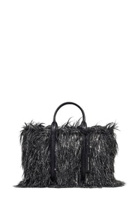 Petit sac The Tote Bag en fausse fourrure - Black & Silver