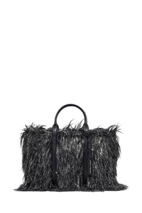 Petit sac The Tote Bag en fausse fourrure - Black & Silver