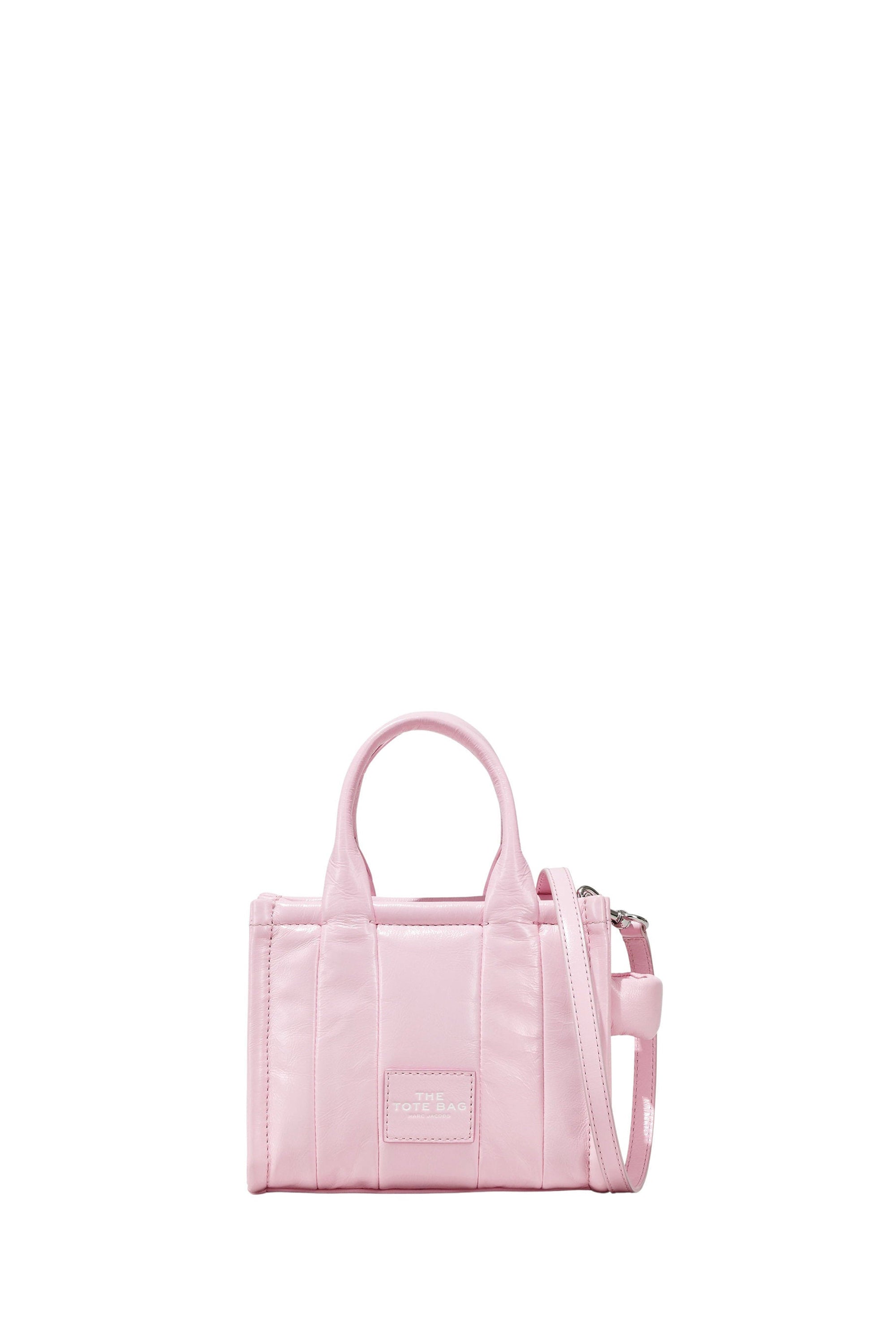 MINI   Mini sac The Crossbody Tote en cuir brillant - Bubblegum