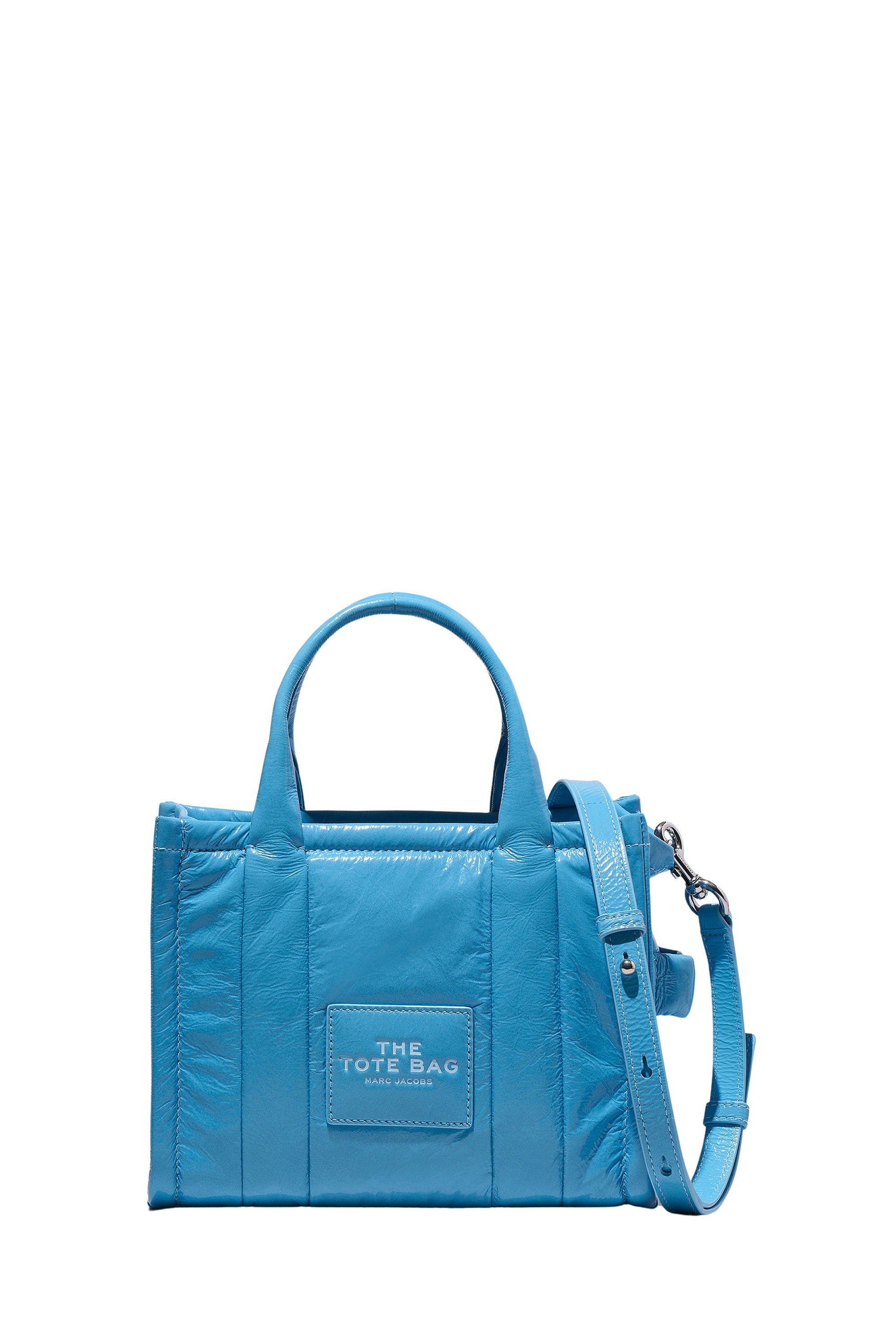 Petit sac à bandoulière The Tote Bag verni en cuir - Air Blue