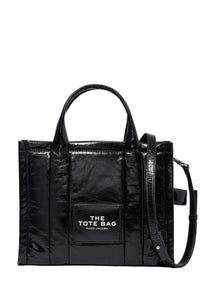 Grand sac à bandoulière The Tote Bag verni en cuir - Black