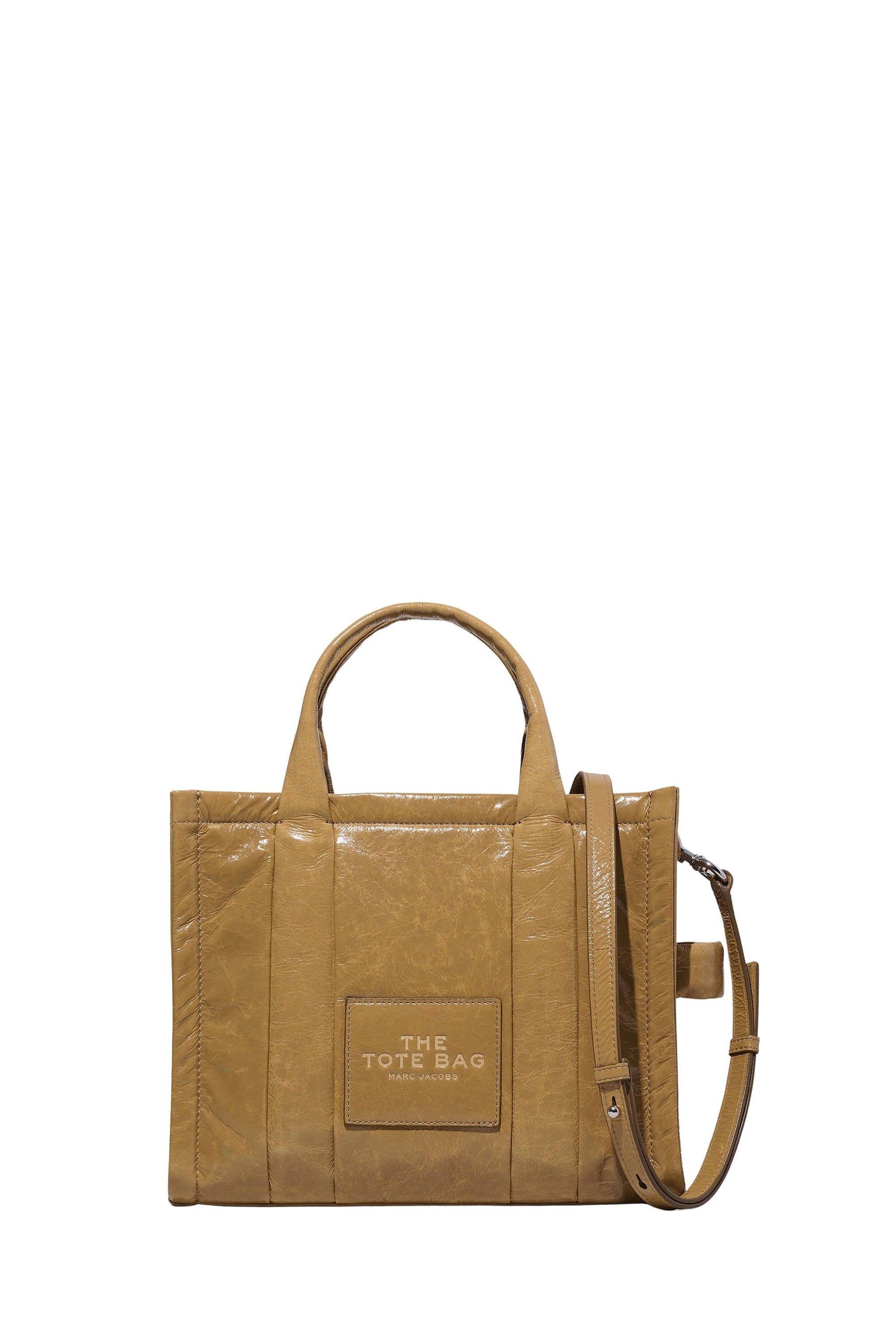 Grand sac à bandoulière The Tote Bag verni en cuir - Light Brown