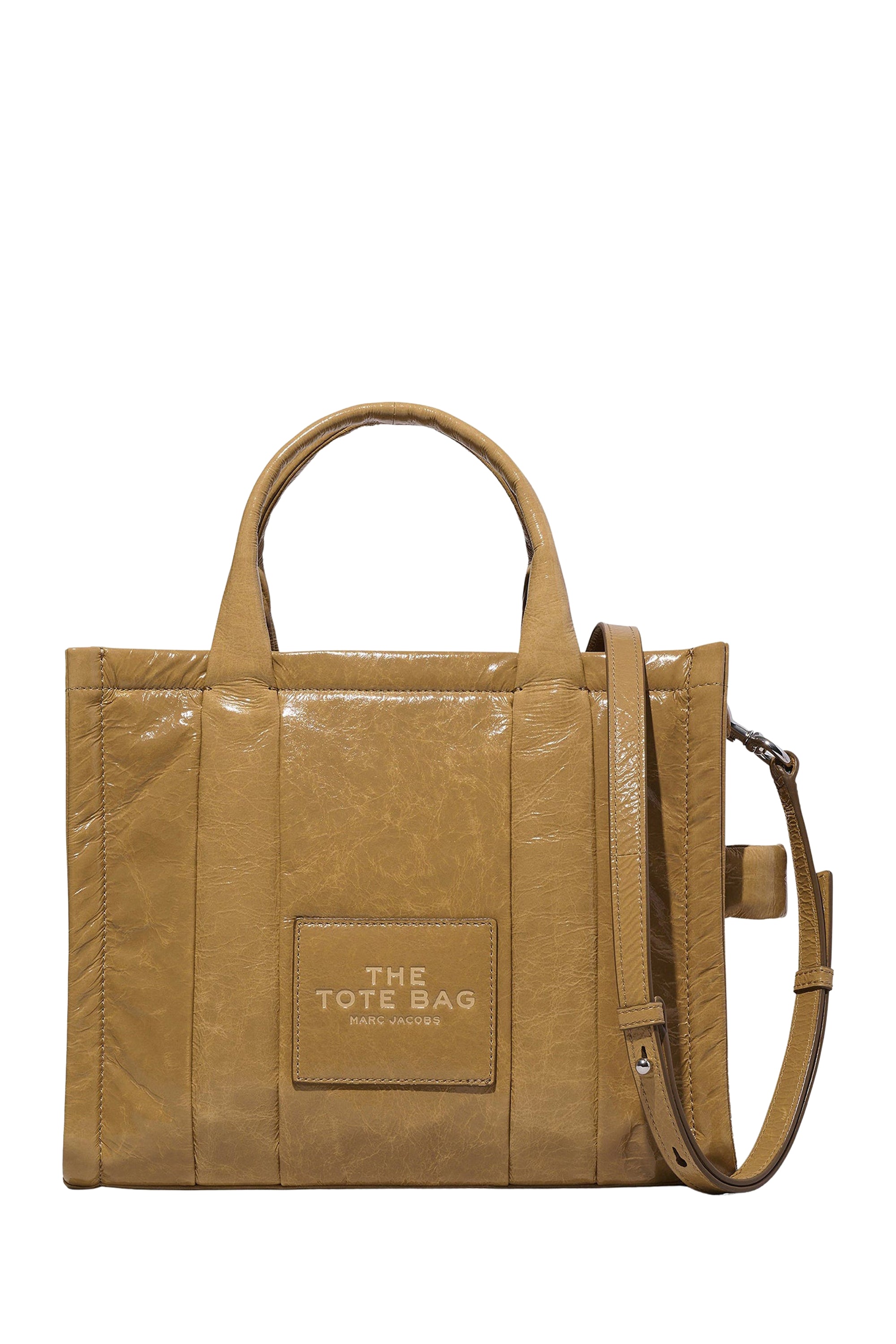 Large patent leather The Tote Bag shoulder bag - Light Brown