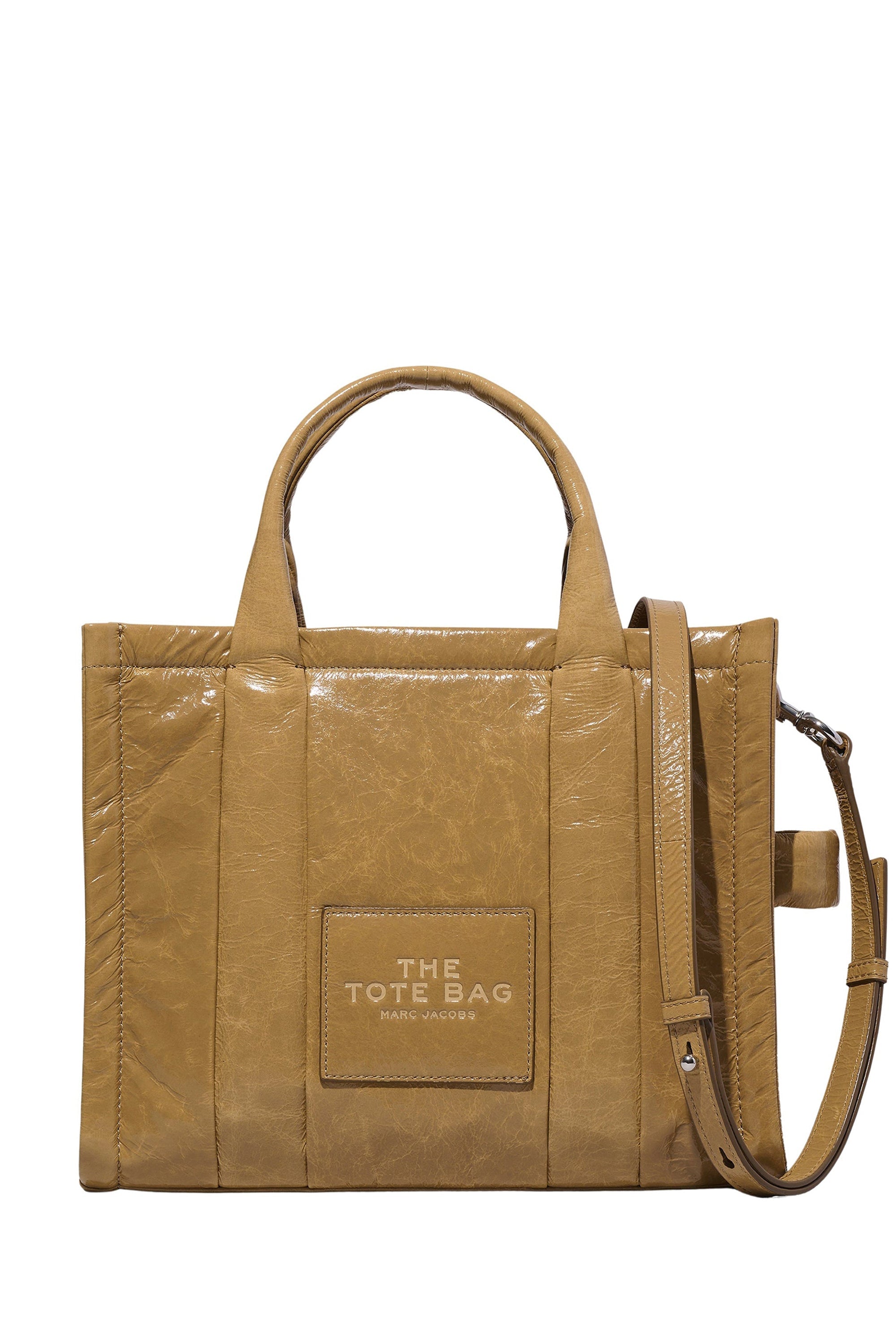 PETIT   Petit sac à bandoulière The Tote Bag verni en cuir - Light Brown