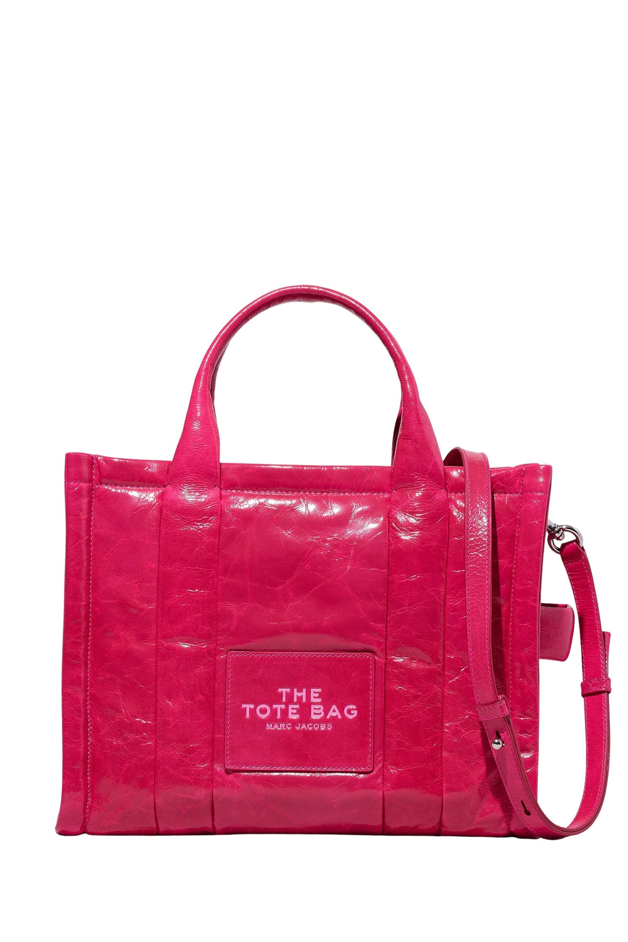PETIT   Petit sac à bandoulière The Tote Bag verni en cuir - Magenta