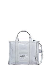 The Medium Tote bag in cracked leather - Cotton White Multicolor